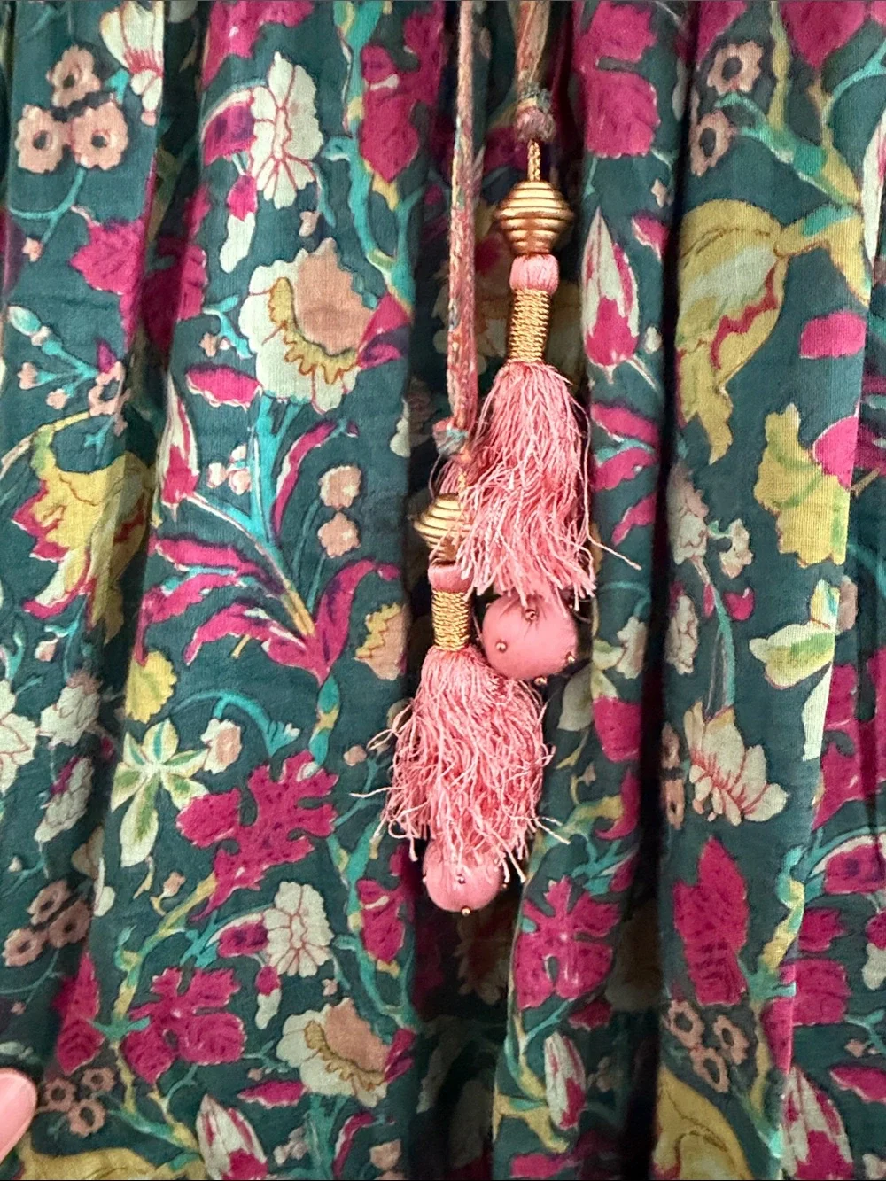 Alicia Bell Floral Tiered Maxi Dress in Green and Pink - Picture 5 of 5
